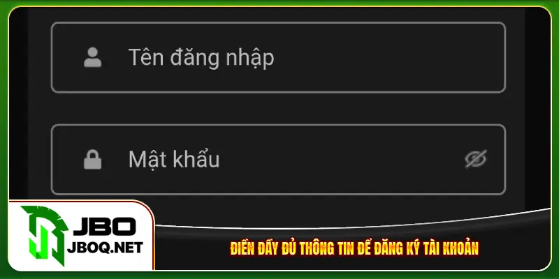 Điền đầy đủ thông tin để đăng ký tài khoản